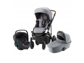 Set kočík Smile III + hlboká korba + autosedačka Baby Safe iSense, Frost Grey/Brown