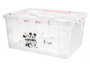 Domácí úložný box velký "Mickey & Minnie", Pastelová růžová