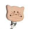 Soother Holder Wood/Silicone Little Chums cat