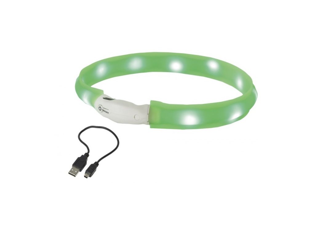 Nobby LED plochý svítící obojek pro psy zelený M 55cm - KOCKAPES.com