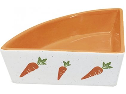 Nobby rohová keramická miska pro hlodavce oranžovo-bílá 12x12x5cm/0,25l