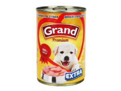 GRAND cons. šteňa Extra kuracie kúsky 405g