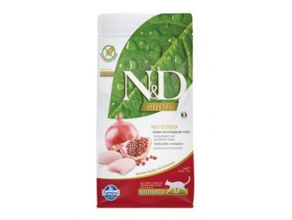 N&D PRIME CAT Neutered Chicken&Pomegranate 10kg  + Farmina miska zdarma (do vyprodání zásob)