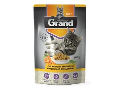 Kapsuly GRAND. deluxe kuracie mäso pre mačky so zeleninou 100g