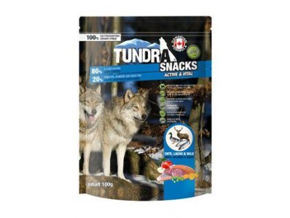 TUNDRA snack pre psov Kačica, losos, divina Active&amp;Vital 100g
