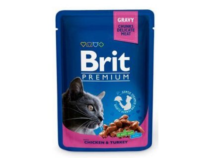 Brit Premium kapsička pre mačky s kuracím a morčacím mäsom 100g