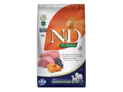 N&D Pumpkin DOG Adult M/L Lamb & Blueberry 12kg  Farmina miska zdarma (do vyprodání zásob)