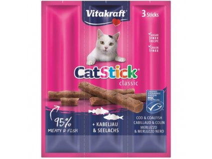 Vitakraft Stick mini cat - treska 18 g, 3 ks