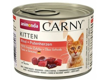 ANIMONDA konzerva CARNY Kitten - hovězí + krůtí srdce 200g