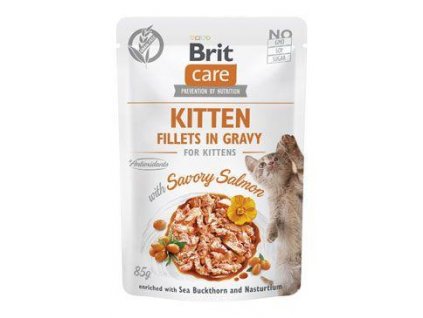 Brit Care Cat Fillets in Gravy Kitten Savor.Salmon 85g