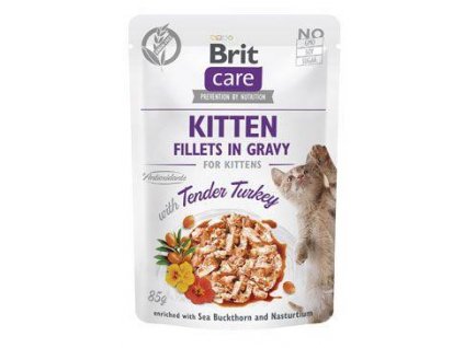 Brit Care Cat Fillets in Gravy Kitten Tend.Turkey 85g