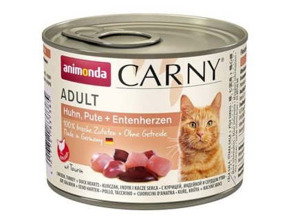 Animonda Carny cat  konz. - kuře, krůta + kachní srdce 200 g