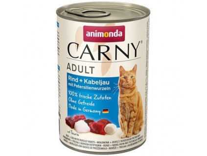 Animonda Carny Adult kočka 400g konzerva - hovězí, treska, petržel