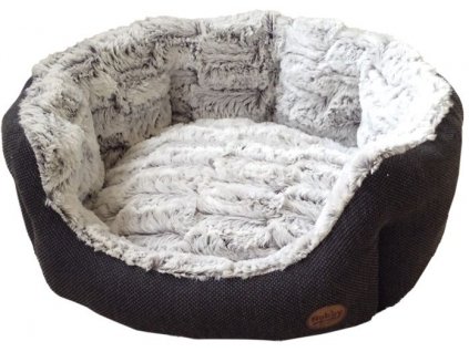 Nobby CACHO luxusná plyšová posteľ sivá oválna 65x57x22cm