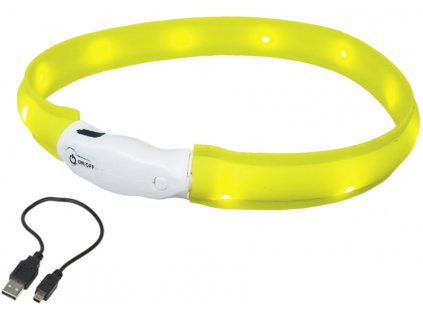 Nobby LED plochý svietiaci obojok pre psy žltý S 40cm