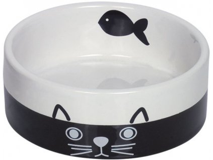 Keramická miska pre mačky Nobby čiernobiela 12 cm 250 ml