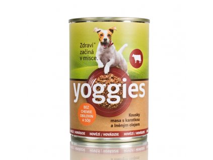 454 400g yoggies hovezi konzerva pro psy s karotkou a lnenym olejem