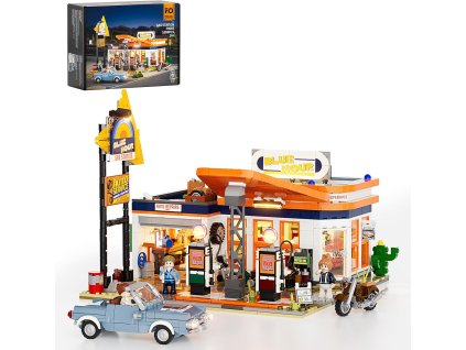 Funwhole Amerikai benzinkút autószerelő műhellyel világítással F9065 01
