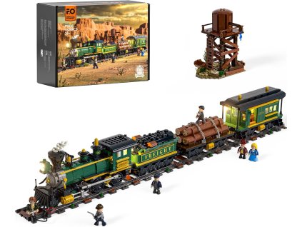 Lumibricks Funwhole Western gőzmozdony teher és személyszállító kocsival F9036 01