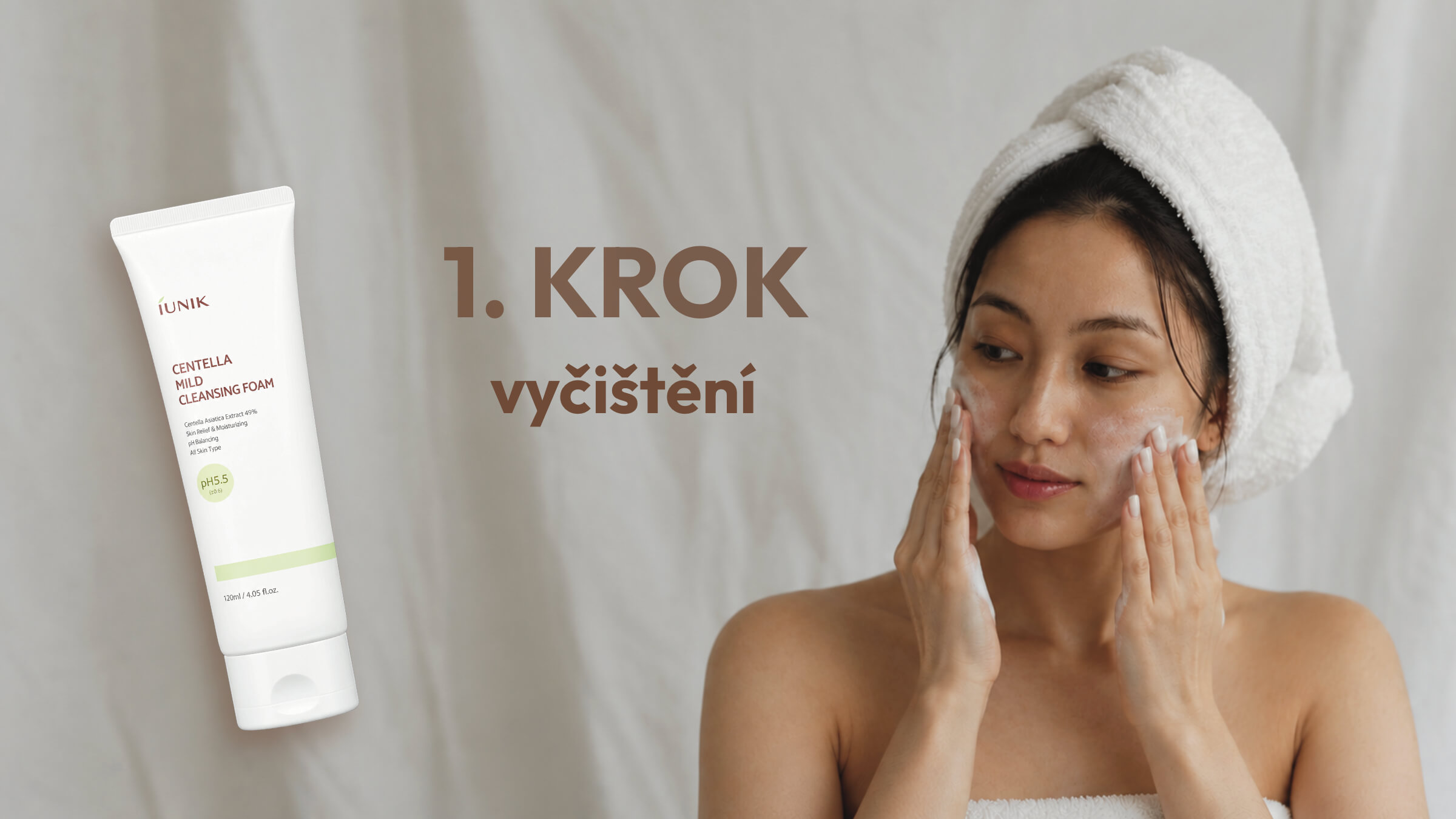 Krok 1 podzimní rutiny — jemné čištění pleti