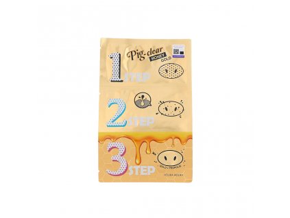 Holika Holika Pig Clear Black Head 3-step kit (Med - Zlato) - náplasti na zanesené póry