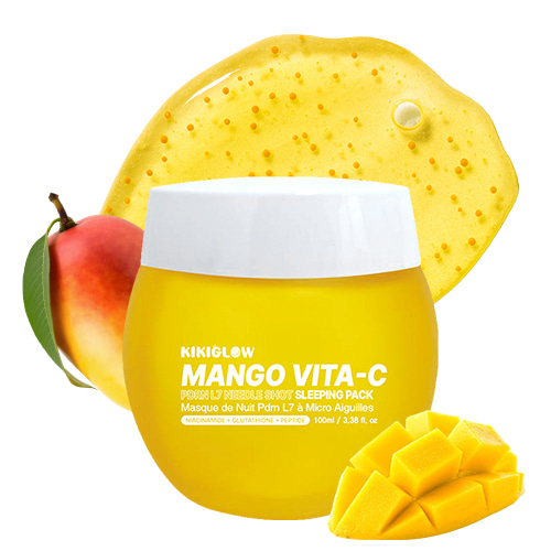 Levně Rozjasňující noční maska s PDRN a mikrojehličkami - KikiGlow Mango Vita-C PDRN L7 Needdle Shot Sleeping pack