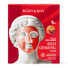 Revitalizační hydrogelová maska s extraktem z Ženšenu - Mary&May Vegan Collagen Red Ginseng mask