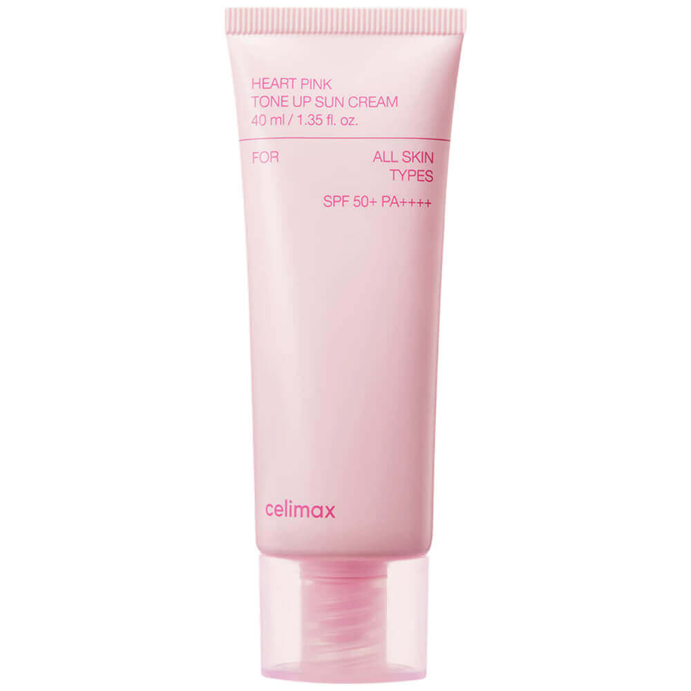 Matující tónovací krém s ochranným faktorem - Celimax Heart Pink Tone Up Sun Cream SPF50+ PA++++