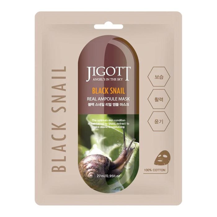 Levně Regenerační pleťová maska se šnečím mucinem - Jigott Real Ampoule mask Black snail