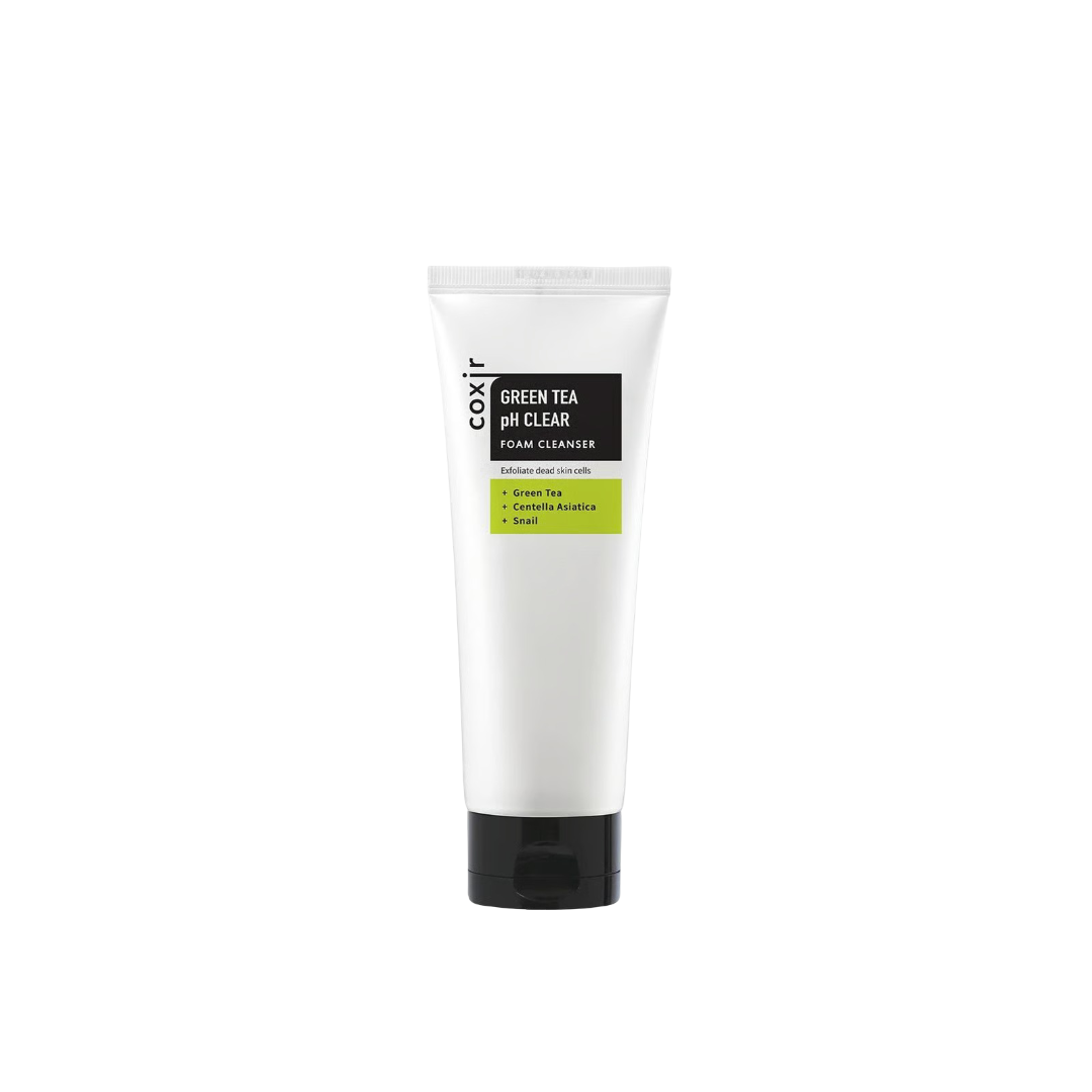 Levně Zklidňující čistící pěna s Pupečníkem Asijským - Coxir Green Tea pH Clear foam Cleanser