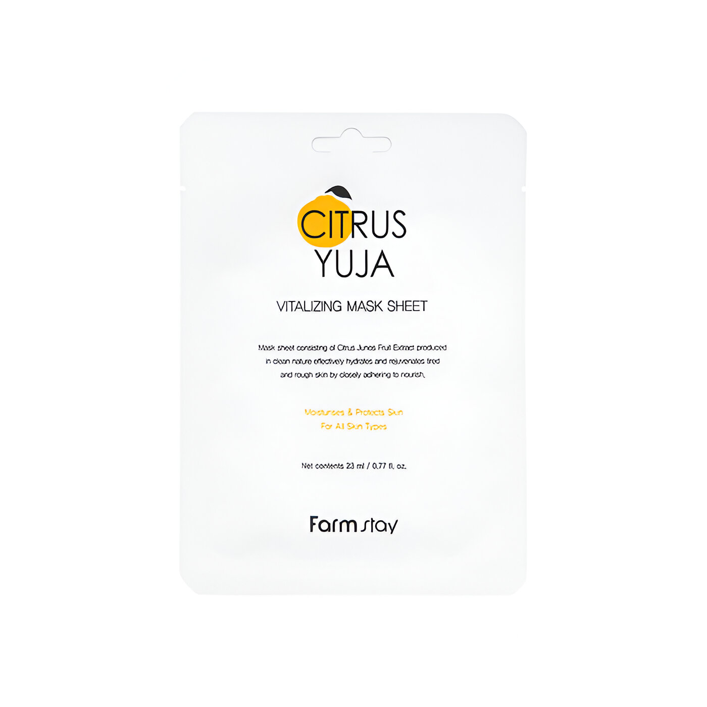 Revitalizační pleťová maska s YUZU - Farm Stay Citrus Yuja Vitalizing mask sheet
