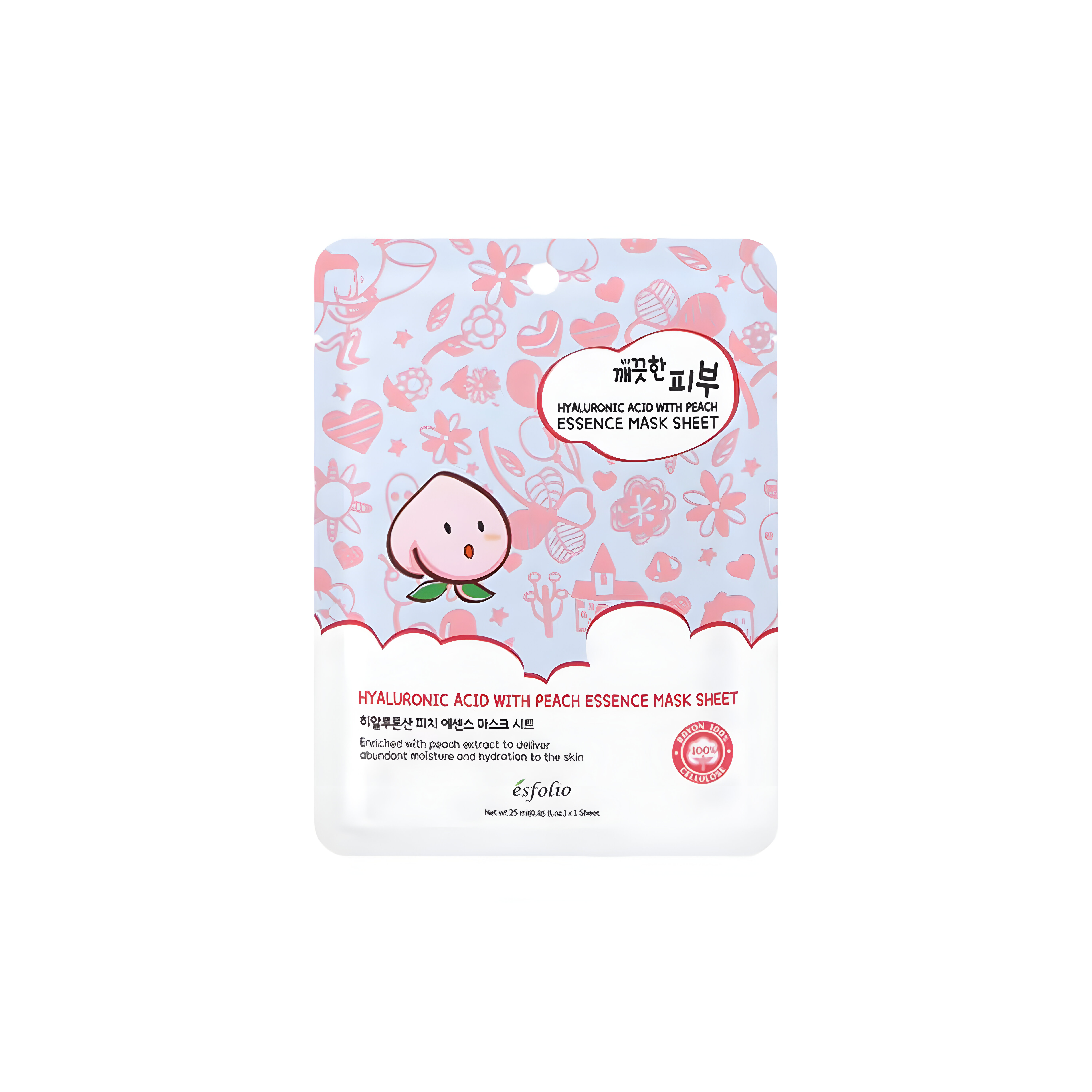 Hydratační plátýnková maska s broskvovou esencí - Esfolio Hyaluronic Acid with Peach essence mask sheet