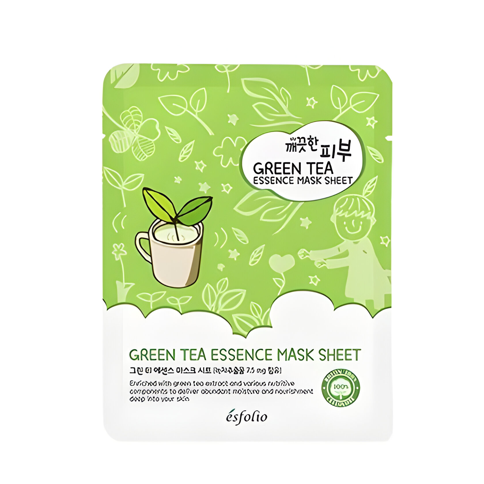 Levně Zklidňující plátýnková maska se zeleným čajem - Esfolio Green Tea Essence mask sheet