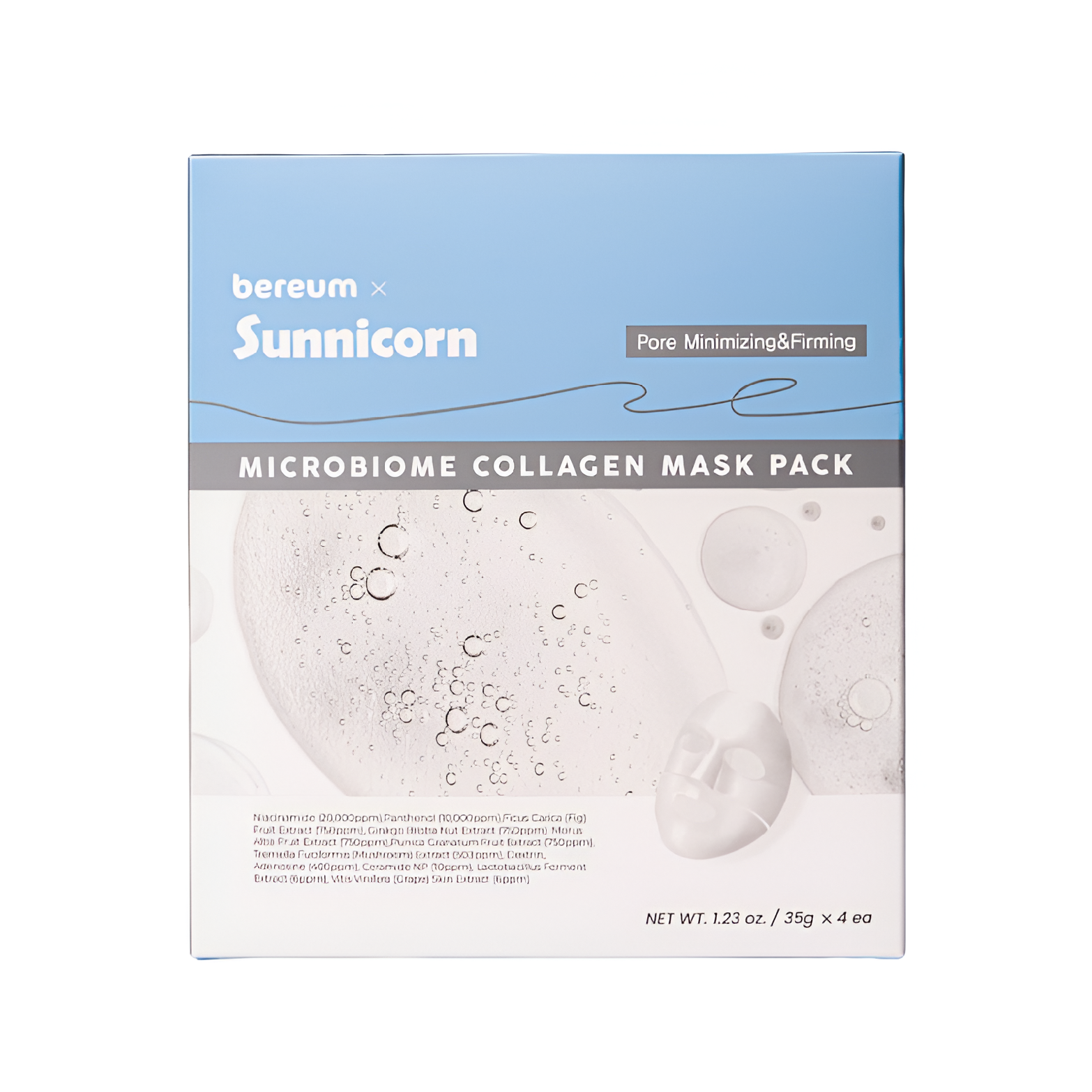 Levně Hydrogelová tající maska s Kolagenem a Mikrobiomem - Sunnicorn Bereum Microbiome Collagen Mask Pack