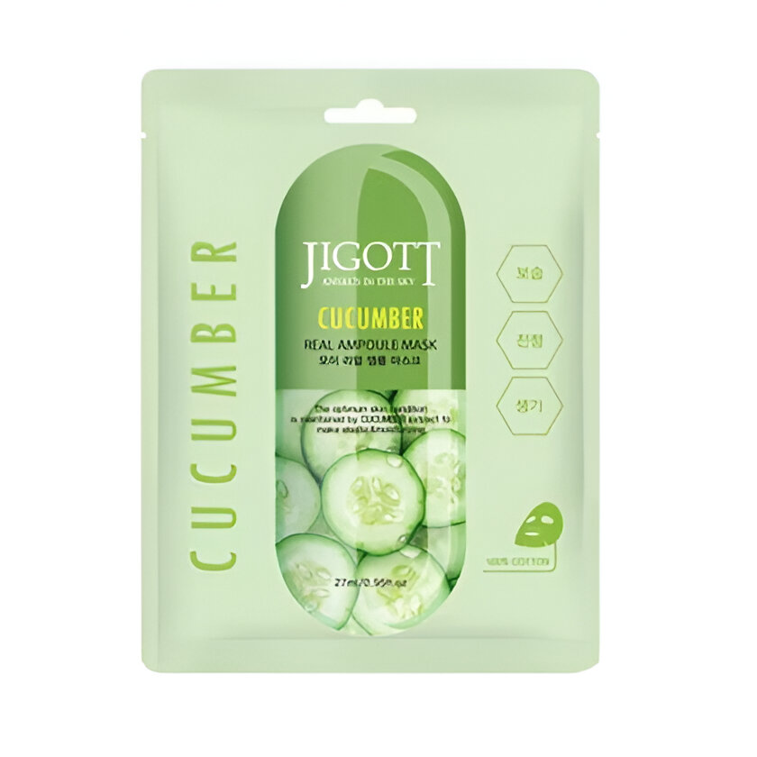 Levně Hydratační plátýnková maska s extraktem z okurky - Jigott Cucumber Real Ampoule mask
