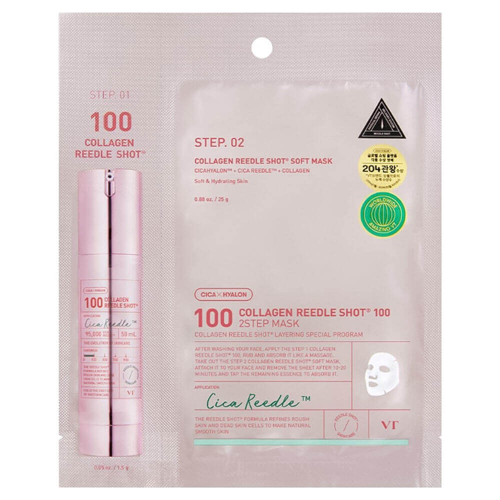 Levně Dvoufázová maska s mikrojehličkami a kolagenem - VT Cosmetics Collagen Reedle Shot 100 2step Mask