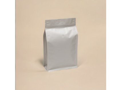 Flat bottom bag ZIP, matte gray, valve, recyclable