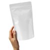 Sáček na kávu se zipem bílý lesk AL s hliníkem a ventilem