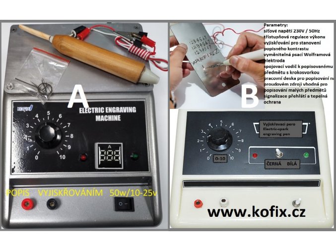 Vyjiskřovačka KOFIX dvě verze Elektrické značení