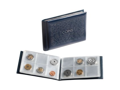 coin wallet route with 8 coin sheets each for 6 coins blue
