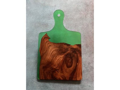 Prkénko z ořechového dřeva a zelené pryskyřice