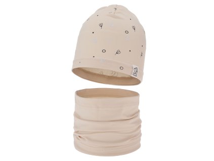 slo Jesenny jarny dievcensky bavlneny set ciapka a tunel bezovy Fiora 13136 1