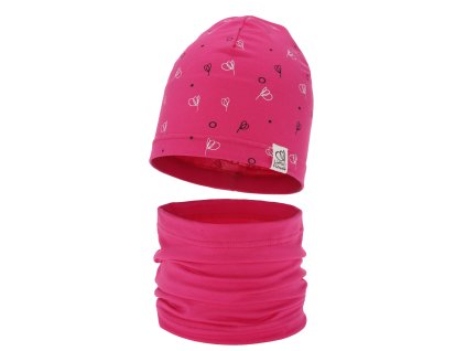 slo pl Jesenny jarny dievcensky bavlneny set ciapka a tunel ruzovy Fiora 13131 1