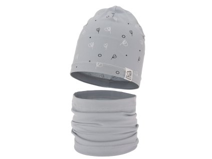 slo pl Jesenny jarny dievcensky bavlneny set ciapka a tunel sedy Fiora 13133 1