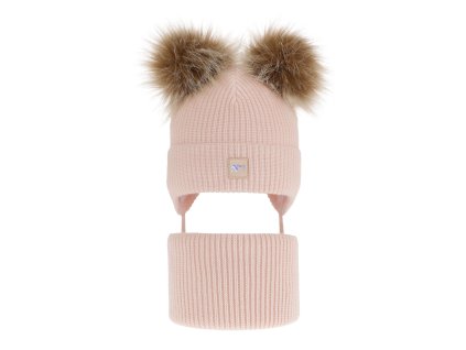 cze pl Komplet zimnej divcej ciapka a tunel ruzovy s dvoma bambulami Kiara 11615 4 (1)