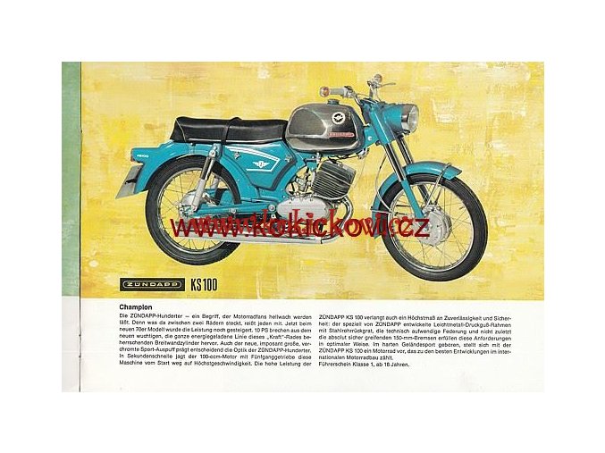 MOTOCYKLY ZUNDAPP KS 50 - 100 REKLAMNÍ BROŽURA 16 STRAN A4