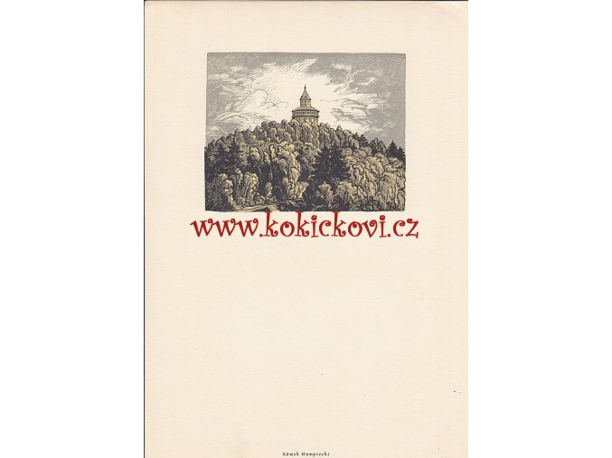 ZÁMEK HUMPRECHT KAREL VIK BAREVNÝ DŘEVORYT 1954