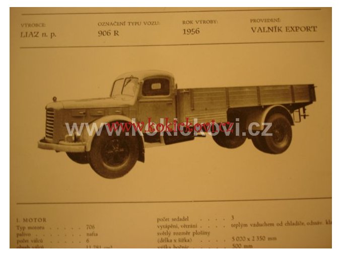 LIAZ 906 R 1956 VALNÍK EXPORT PROSPEKT