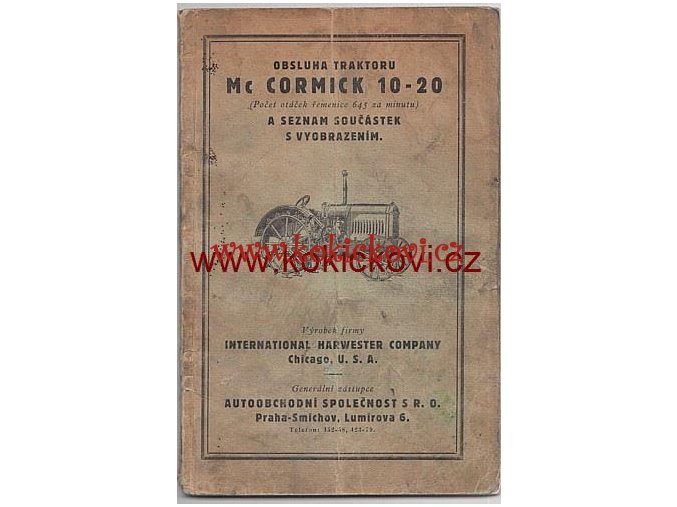 TRAKTOR MC CORMICK 10-20 NÁVOD + SEZNAM DÍLŮ 1930?