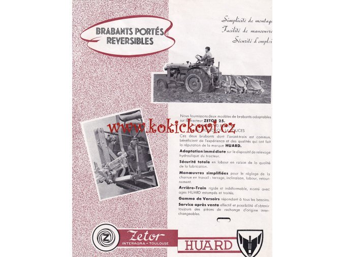 ZETOR 25 PŘÍSLUŠENSTVÍ ORIGINÁLNÍ PROSPEKT 2 STRANY FORMÁT A4